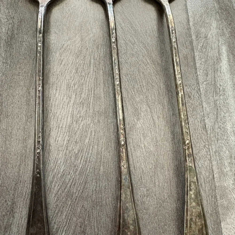 Vintage New England Silver Plate Rosemary‎ Pattern Ice Tea Spoons Set Of 3